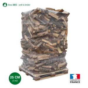 Bois de chauffage – 25 cm – ballot sur palette – 2 m3