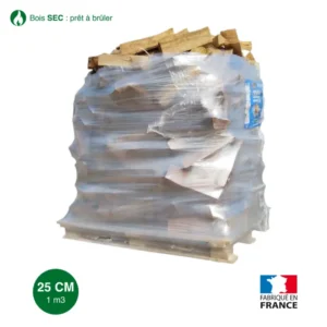 Bois de chauffage – 25 cm – ballot sur palette – 1 m3 – Extra Sec