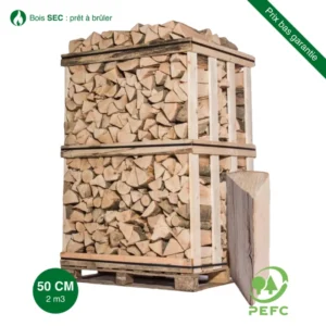 Bois de Chauffage 50 cm – Palette de 2 m³ Rangés