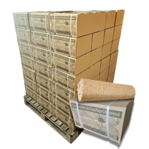 Bois Densifié Confort – 80 cartons de 6 bûches – Palette environ 960kgs