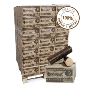 Bois Densifié Premium – 80 cartons de 6 bûches – Palette environ 960kgs